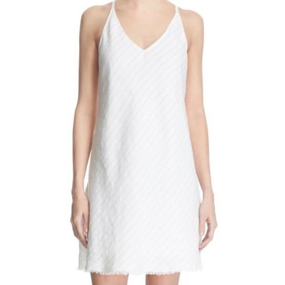 ATM Anthony Thomas Melillo white linen sleeveless dress. Linen